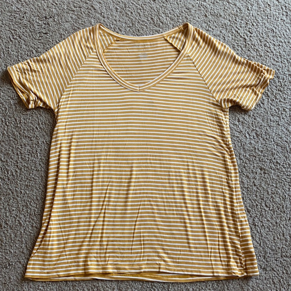 American Eagle Yellow Striped Soft and Sexy Short Sleeve Tee